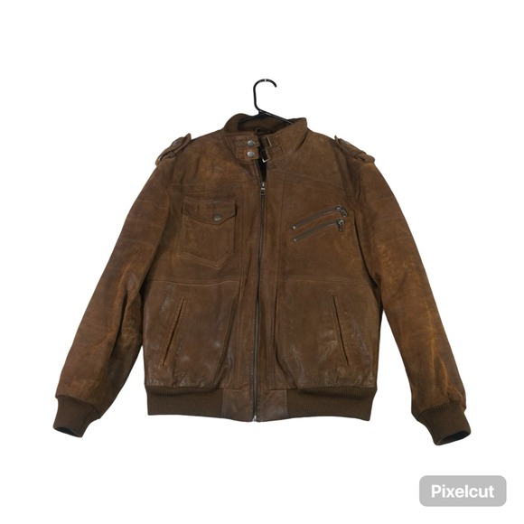 Flavor Jackets & Blazers - Flavor Leather Motorcycle Jacket Men Small Brown Lined Multipocket Biker Winter